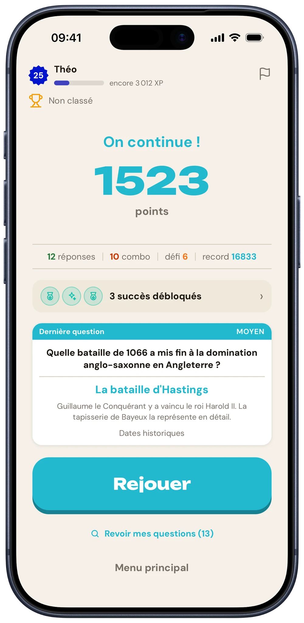 Fin de partie Solo, le score devient de l'expérience