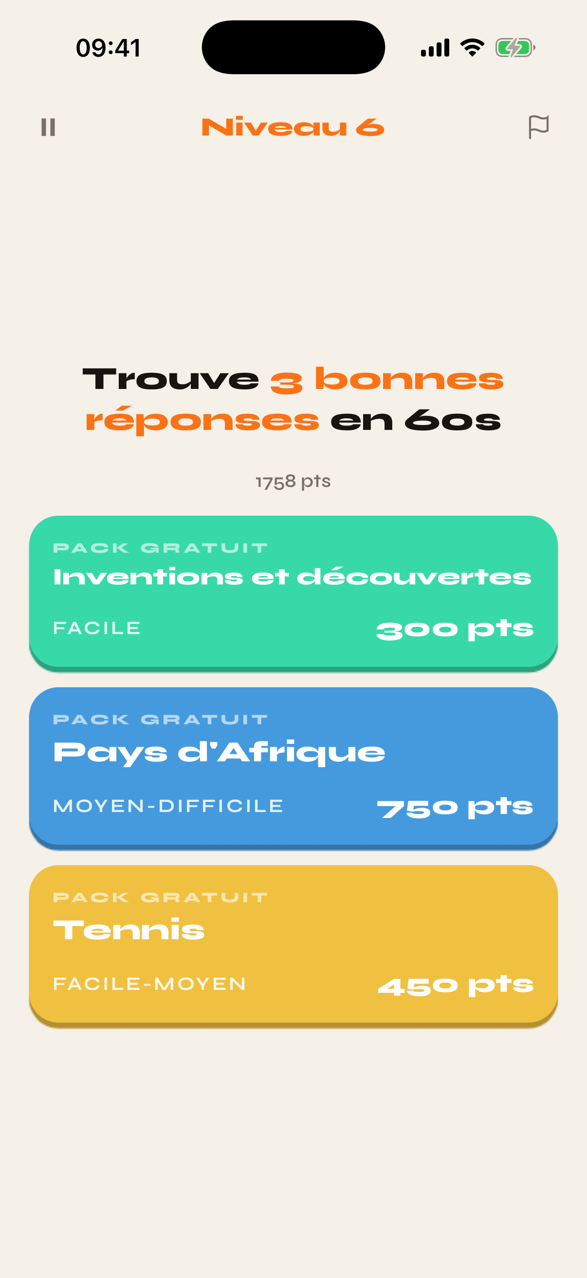 Sélection de thèmes par niveau